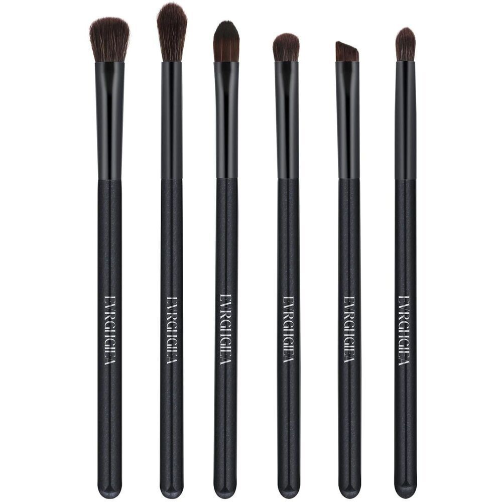 6 Pcs Black Professional Blending Soft Hairs Eye Makeup Brush Set & Wood Handle